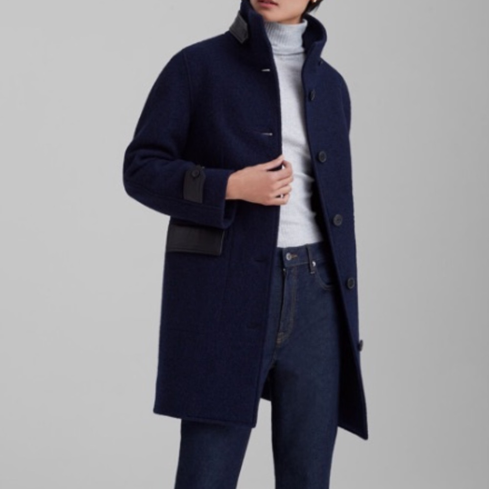 Club Monaco Wool Leather Detail Coat - Stunning! - Picture 2 of 12